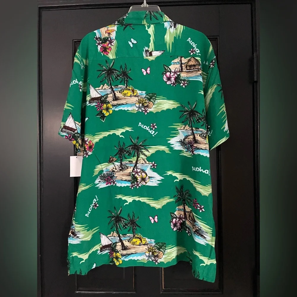 Good Vibes by Drill Clothing Shirt Men XL Green Button Hawaiian Aloha NWT - Picture 2 of 6